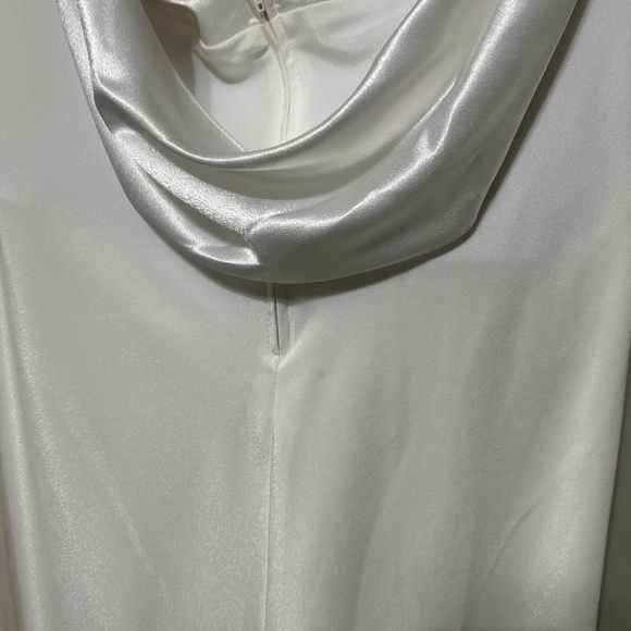 Aspeed Ball Gown XL Elegant White Satin Cowl Neck Maxi Dress Formal Evening Flaw - Picture 8 of 15
